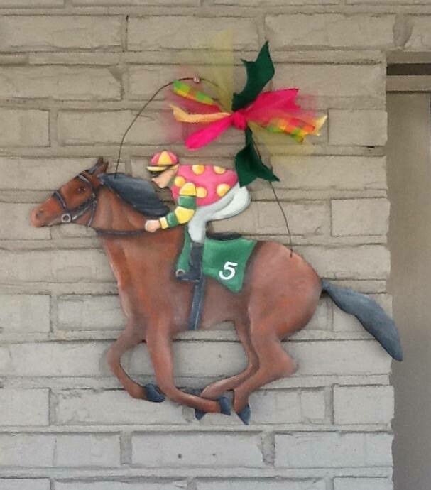 Derby Horse and Jockey Sideview Door Hanger 
