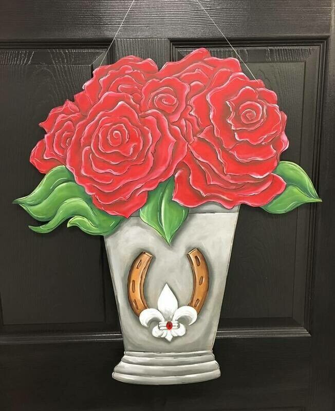 Derby Bouquet in Mint Julep Glass Door Hanger