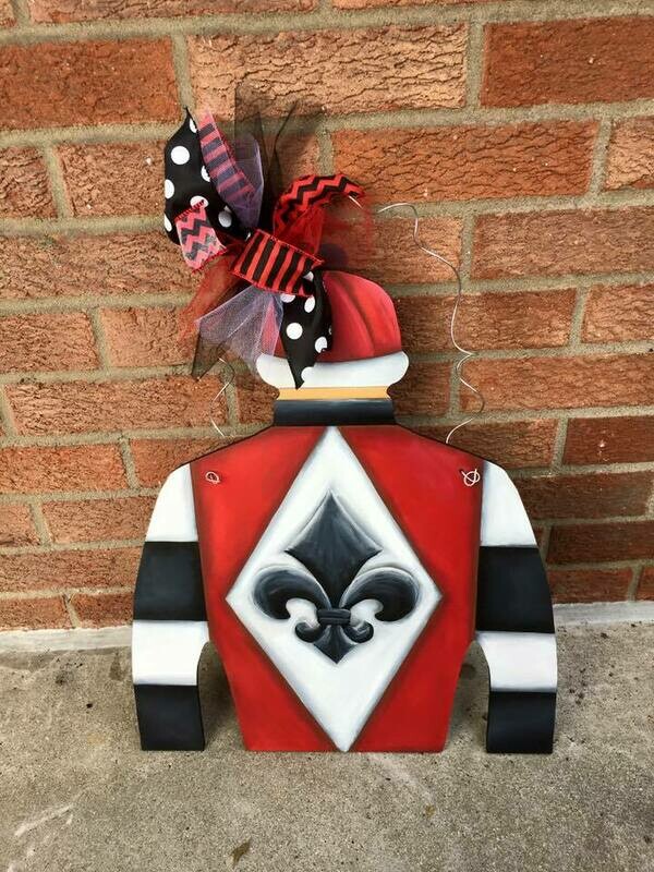 Derby Jockey Silk &quot;Lady in Red&quot; Design Door Hanger