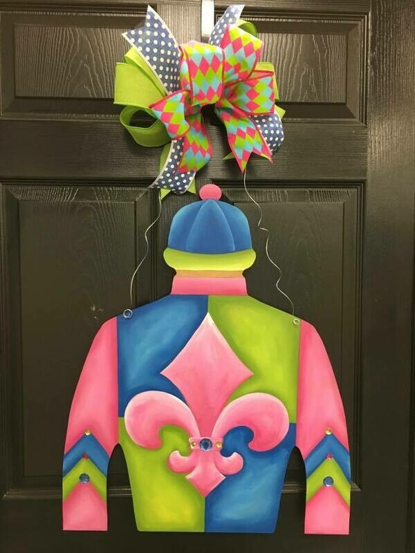 Derby Jockey Silk &quot;Too Close For Comfort&quot; Design Door Hanger