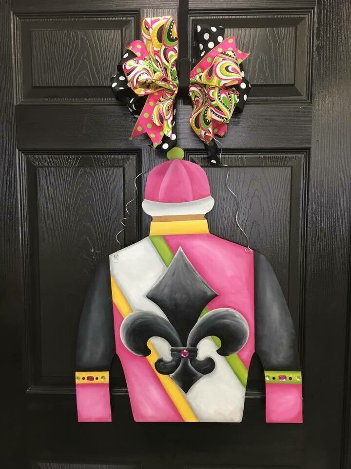 Derby Jockey Silk "Head Over Heels" Design Door Hanger 