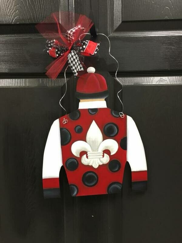 Derby Jockey Silk &quot;Paint the Town Red&quot; Design Door Hanger