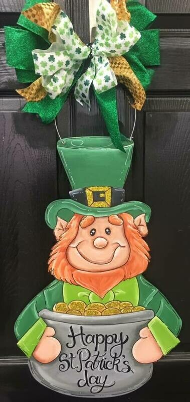 St Pat’s Leprechaun w/ Pot of Gold Door Hanger