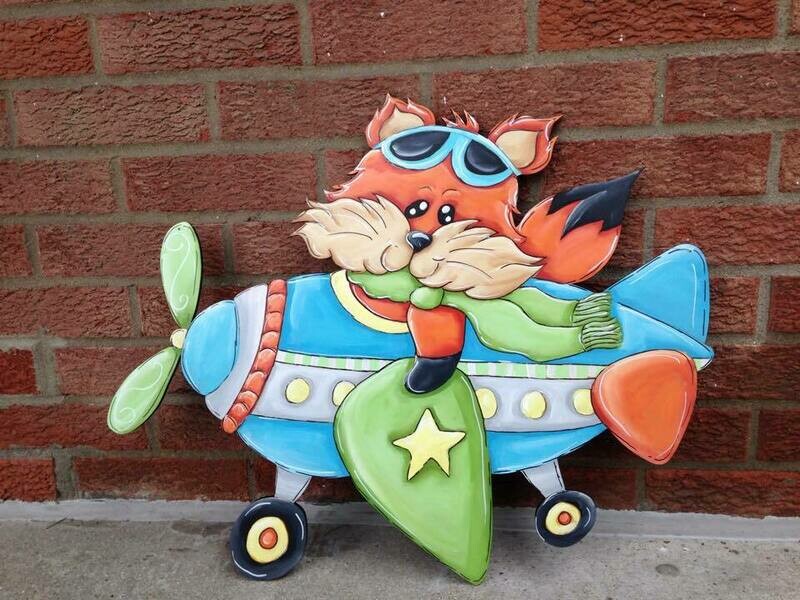 DIY Fox In a Plane Door Hanger Cutout
