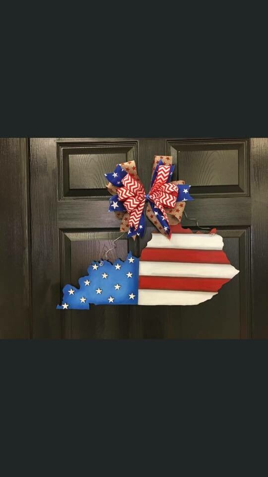 4th of July Patriotic KY State Door Hanger