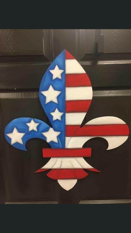 4th of July/Patriotic Fleur De Lis Door Hanger