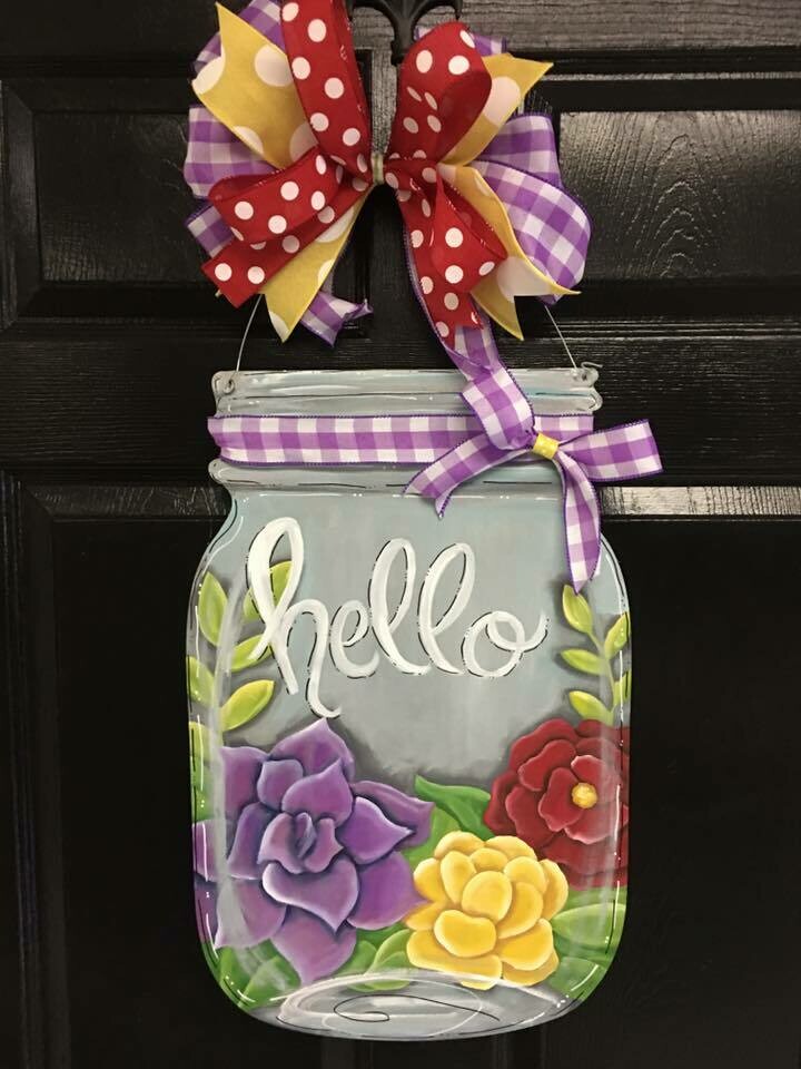 Spring/Summer Flower Mason Jar Door Hanger