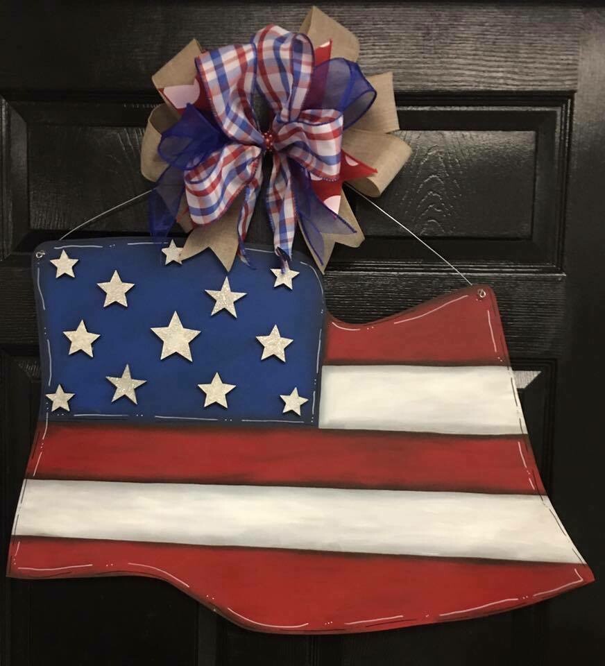 4th of July American Flag Door Hanger