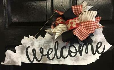 Distressed KY State "welcome" Door Hanger