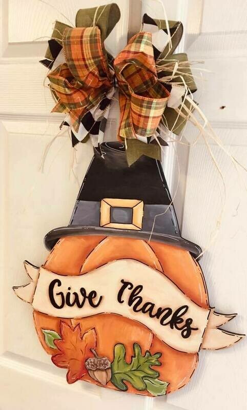 Thanksgiving Pumpkin “Give Thanks” Door Hanger