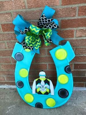 DIY Horse Shoe with Jockey Silk Door Hanger