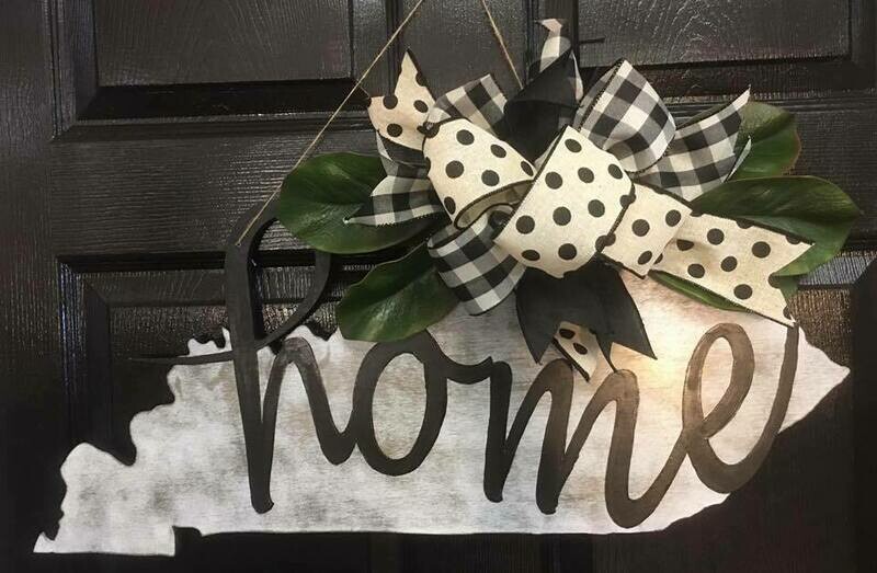 Distressed KY State &quot;Home&quot; Door Hanger