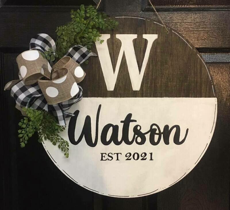Everyday Initial w/ Name Stain Circle Door Hanger 