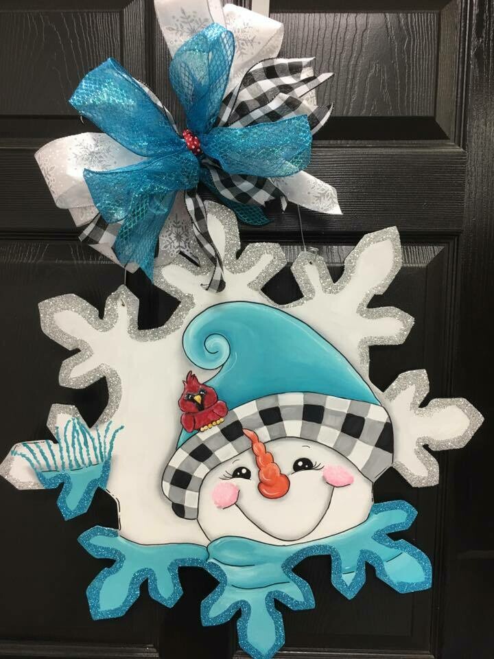 Winter Snowflake w/BP Snowman Door Hanger