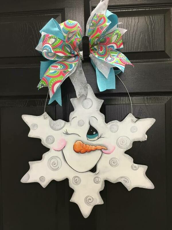Winter Snowflake Face Door Hanger