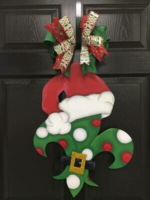  Christmas Fleur De Lis with Santa Hat