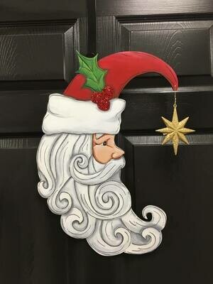 Christmas Santa in the Moon Door Hanger