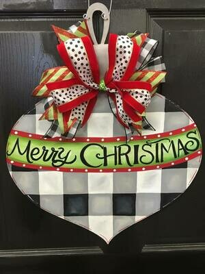  Christmas Buffalo Plaid Ornament Door Hanger