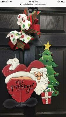 Christmas “No Peeking" Santa Door Hanger