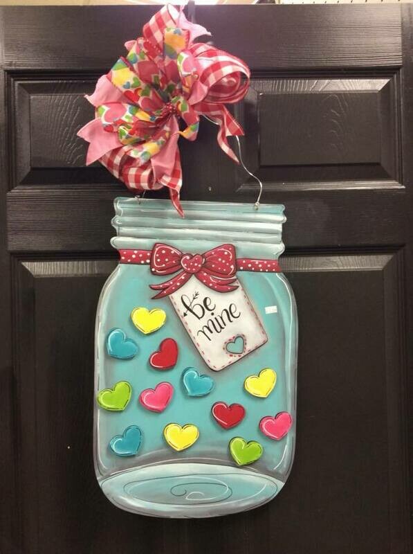 Valentine’s Mason Jar &quot;Be Mine&quot; Door Hanger