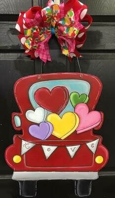 Valentine’s Pickup truck with hearts