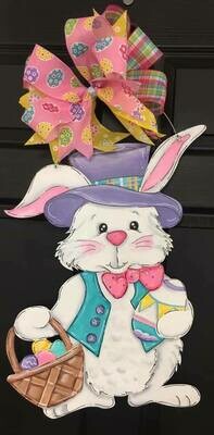 Easter Bunny w/ Tophat and basket Door Hanger