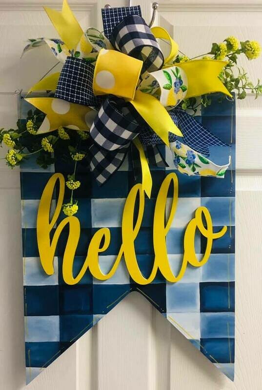 Everyday Buffalo Check Banner w/ &quot;Hello&quot; Door Hanger