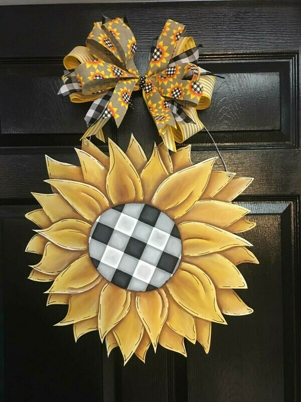 Fall Buffalo Plaid Sunflower Door Hanger