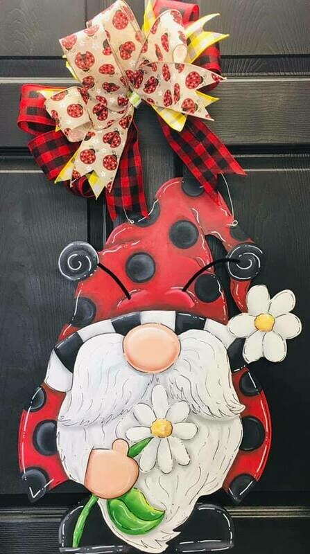 Spring/Summer Gnome Ladybug Door Hanger