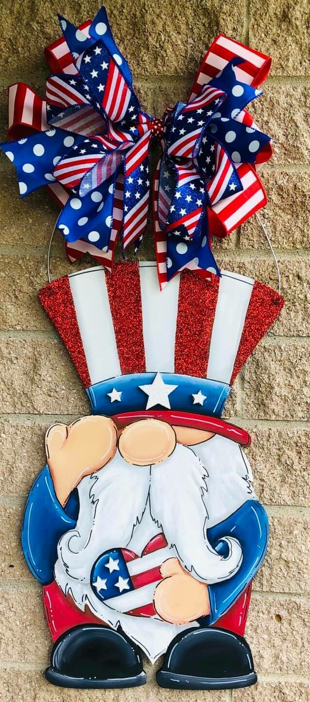 Gnome Patriotic Door Hanger