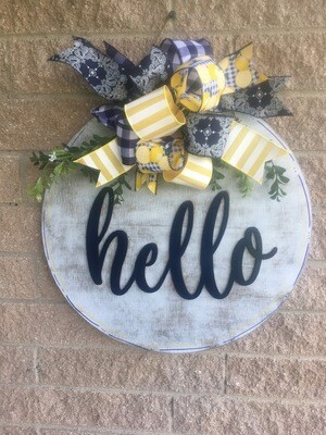 Distressed Hello Greeting Circle