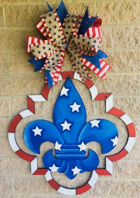 4th of July/Patriotic Quatrefoil FDL Door Hanger