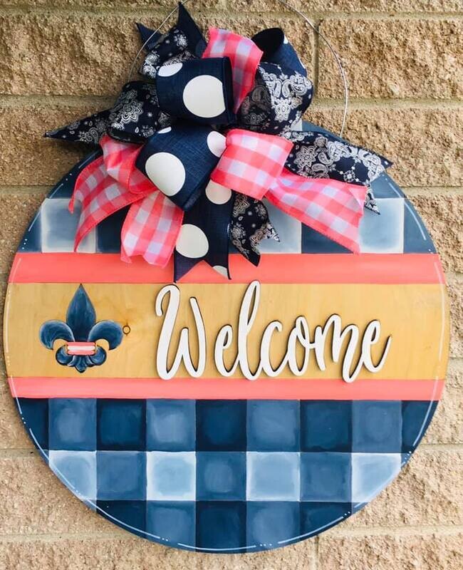 Everyday Buffalo Check FDL Welcome Circle Door Hanger