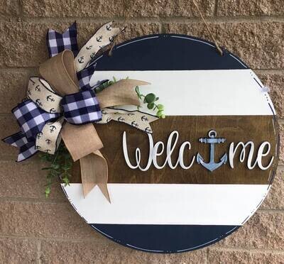 Everyday Welcome Side Slatted Tri Color Door Hanger