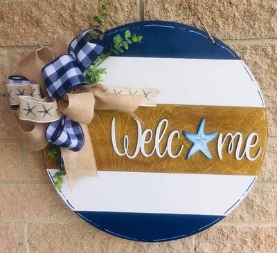 Everyday Welcome Side Slatted Tri Color Door Hanger