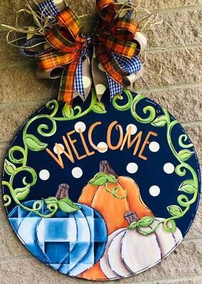 Fall Pumpkin welcome circle Door Hanger