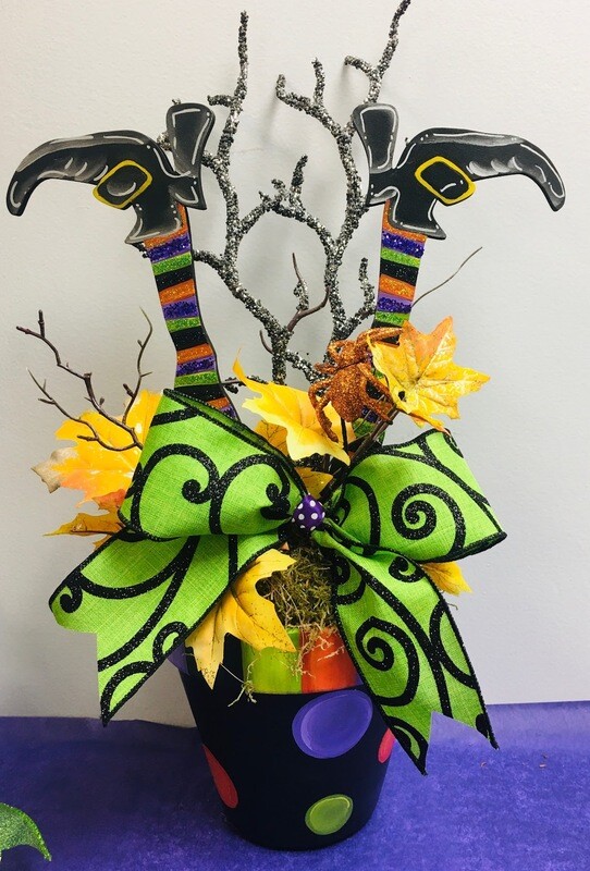 Halloween Witch Leg Flower Pot Stakes