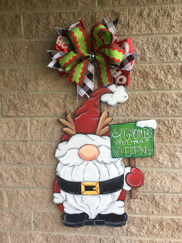 Christmas Gnome Reindeer Door Hanger
