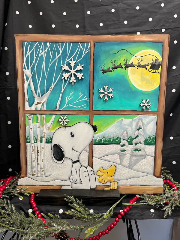 Christmas Snoopy And Woodstock Winter Window