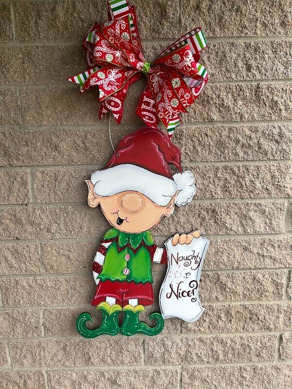 Christmas “Naughty or Nice&quot; Elf Door Hanger