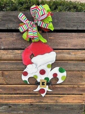  Christmas Fleur De Lis with Santa Hat