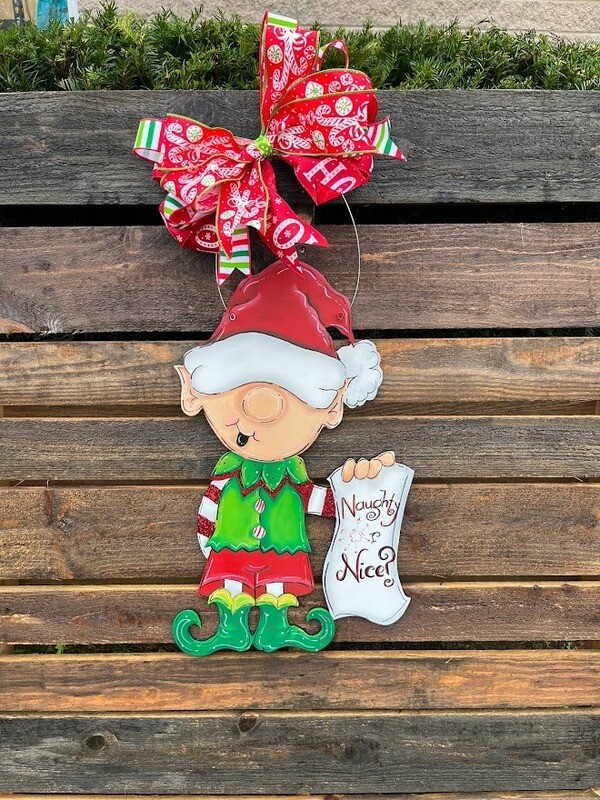 Christmas “Naughty or Nice" Elf Door Hanger
