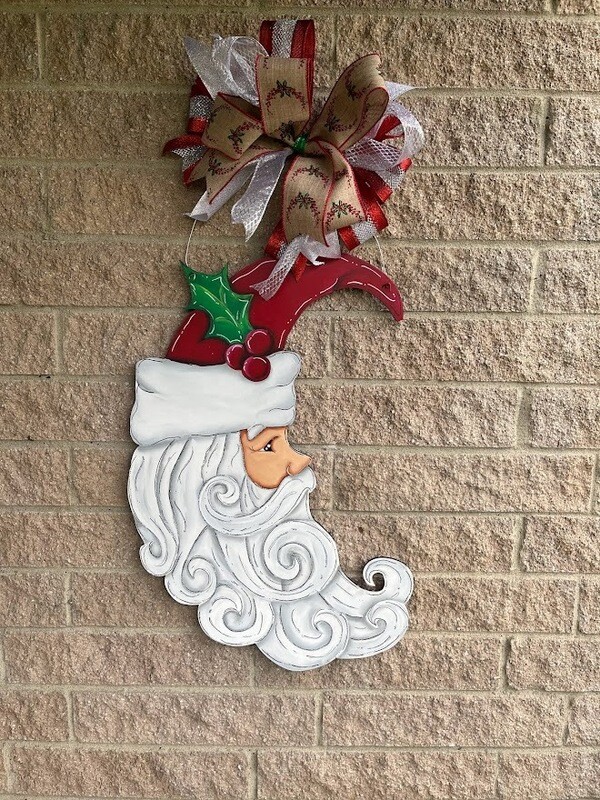 Christmas Santa in the Moon Door Hanger