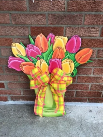 Tulips - Spring - Door Hanger - Colorful