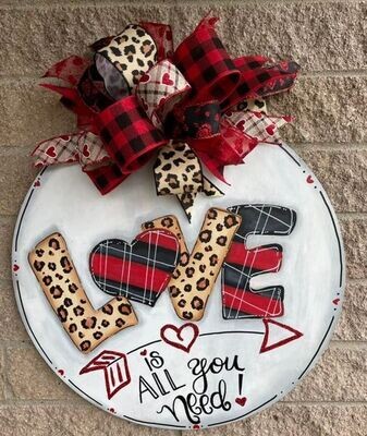Valentine’s Love Cheetah Door Hanger 