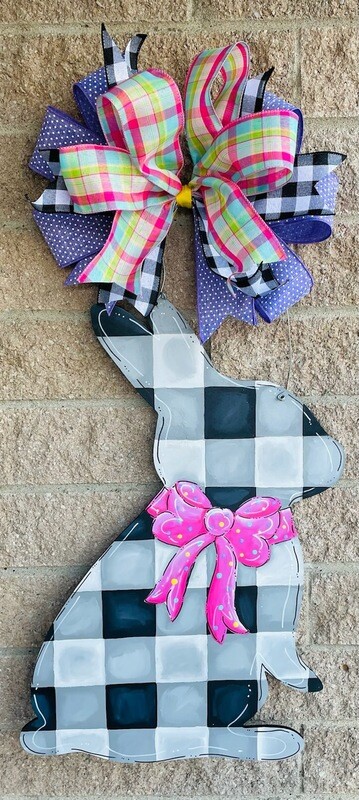 Easter Buffalo Check Bunny Door Hanger