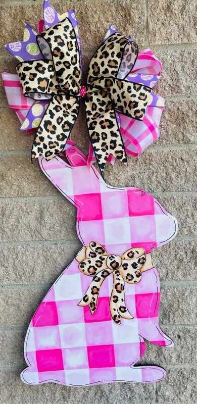 Easter Buffalo Check Bunny Door Hanger