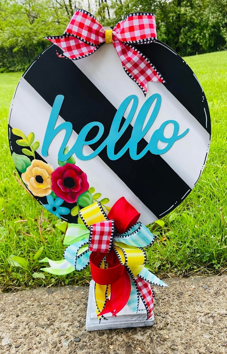 Everyday Striped Hello Table Topper