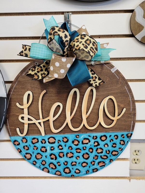 Everyday Hello Cheetah Print Door Hanger