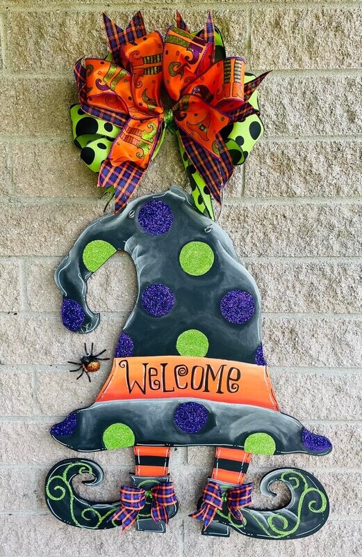 Halloween Witches Hat with With Feet Door Hanger